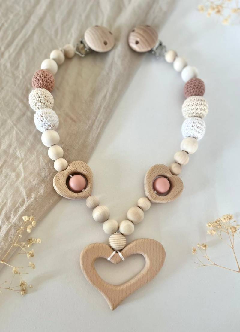 Kinderwagenkette | Mädchen Rosa Herz Weiß von Etsy - littlewonder1996