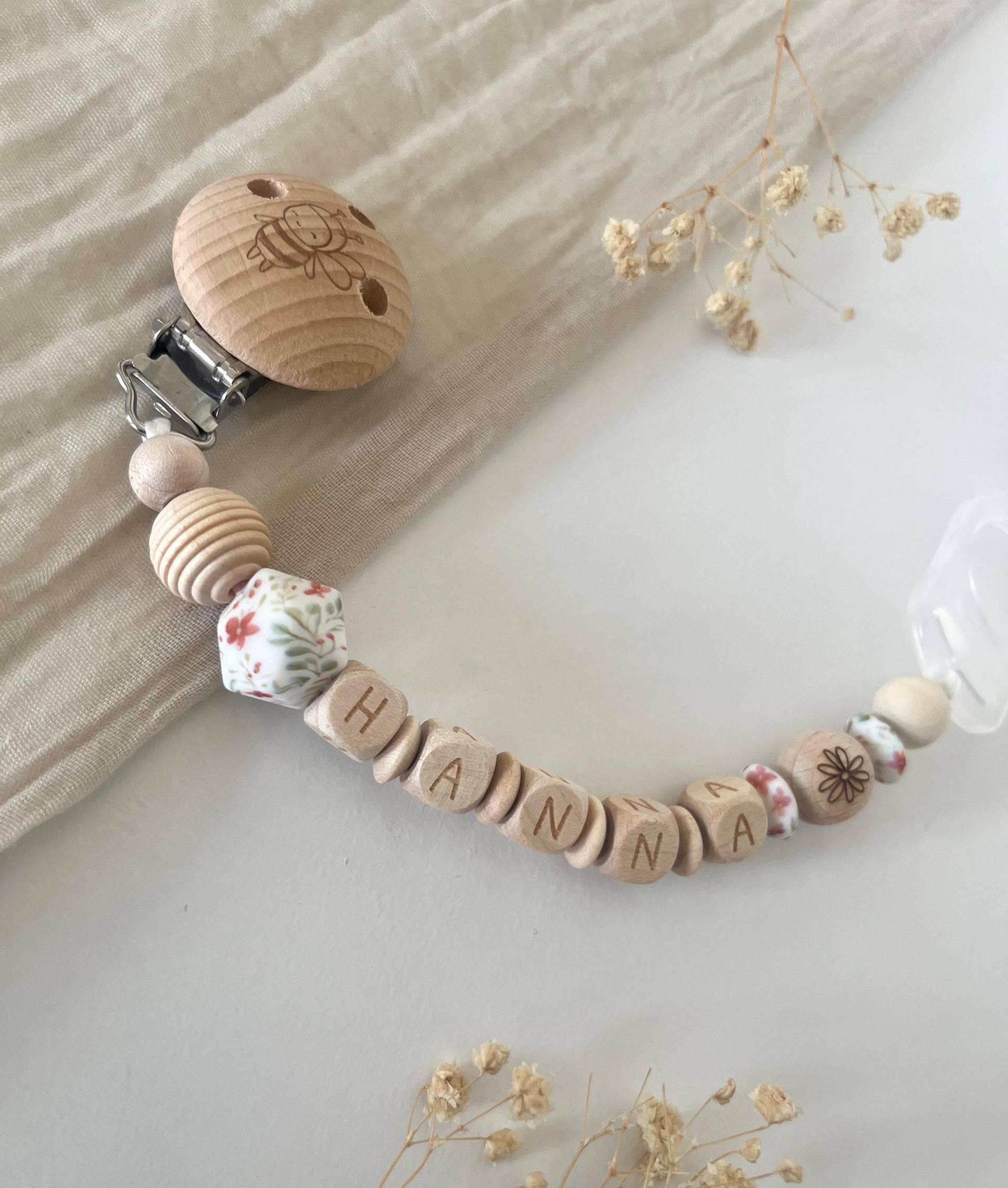 Personalisierte Schnullerkette | Mädchen Blume Blumenmuster von Etsy - littlewonder1996