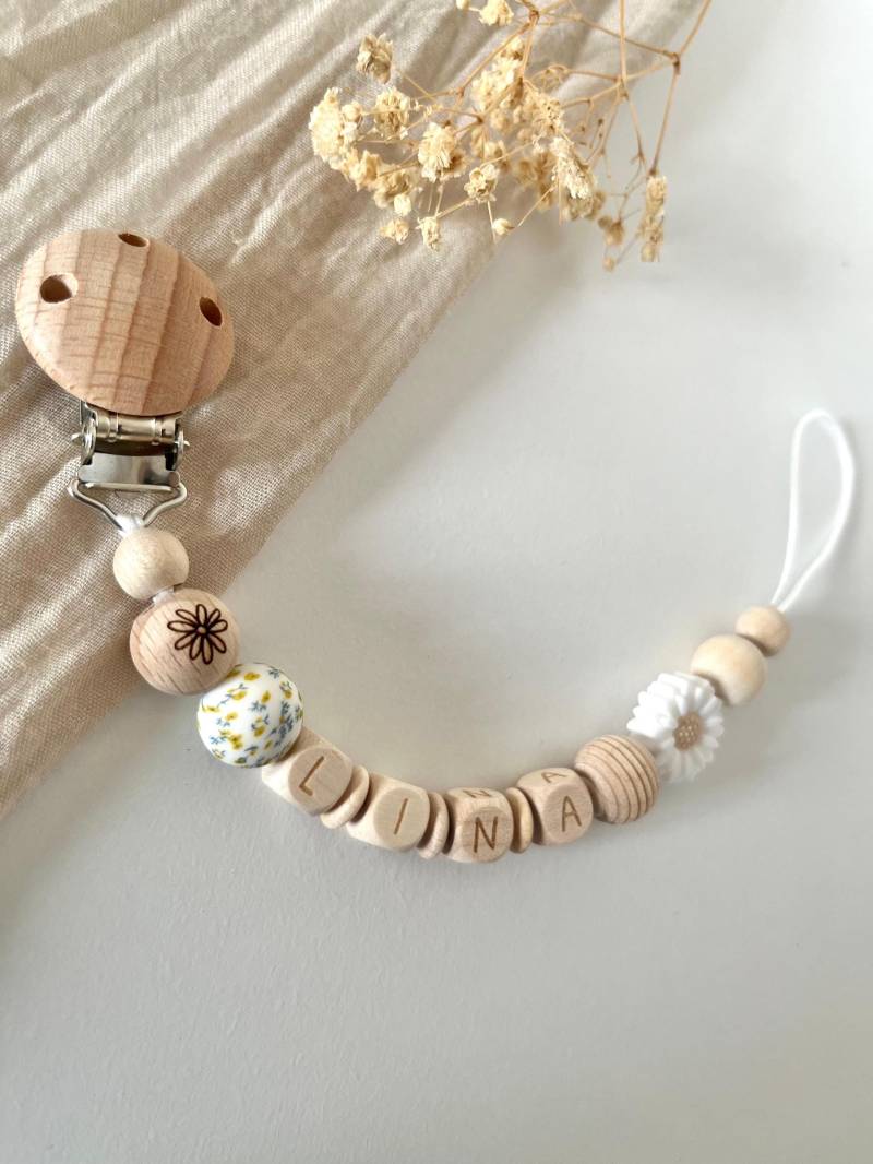 Personalisierte Schnullerkette | Mädchen |Blume Weiß von Etsy - littlewonder1996