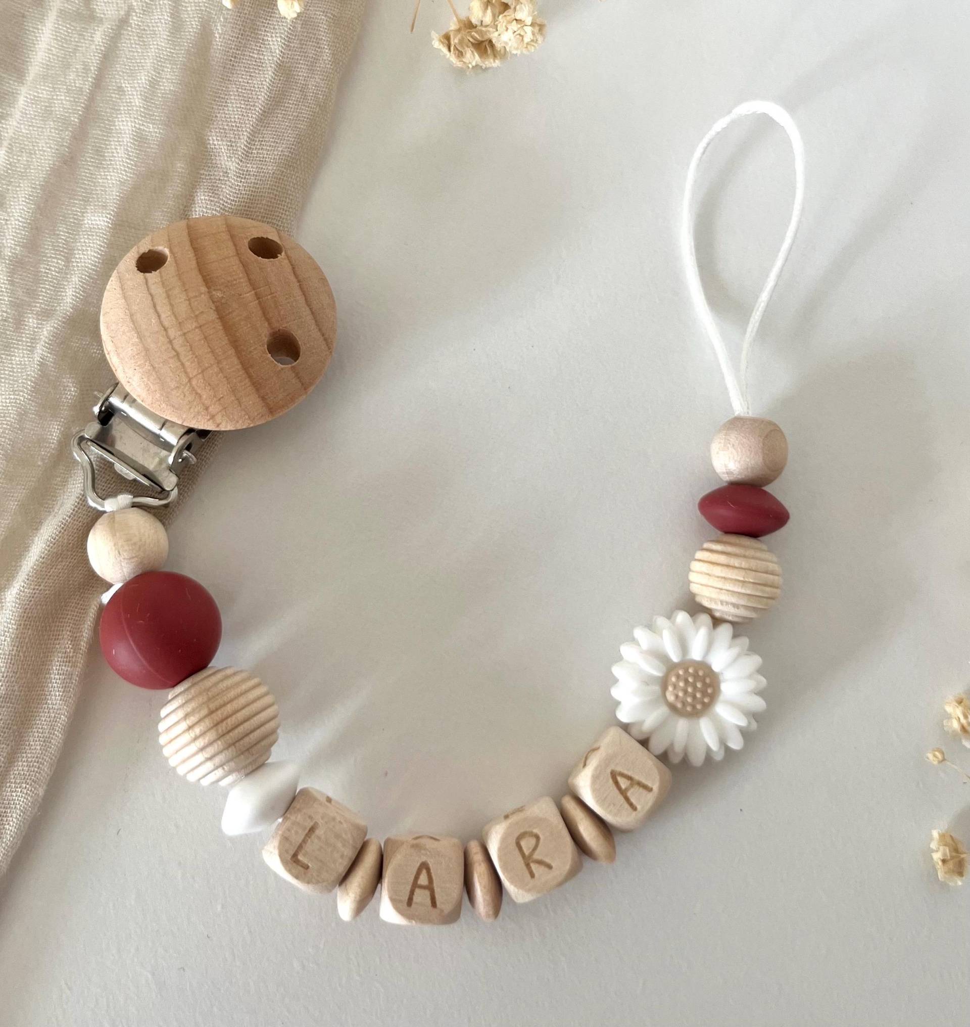 Personalisierte Schnullerkette | Mädchen Blumen von Etsy - littlewonder1996
