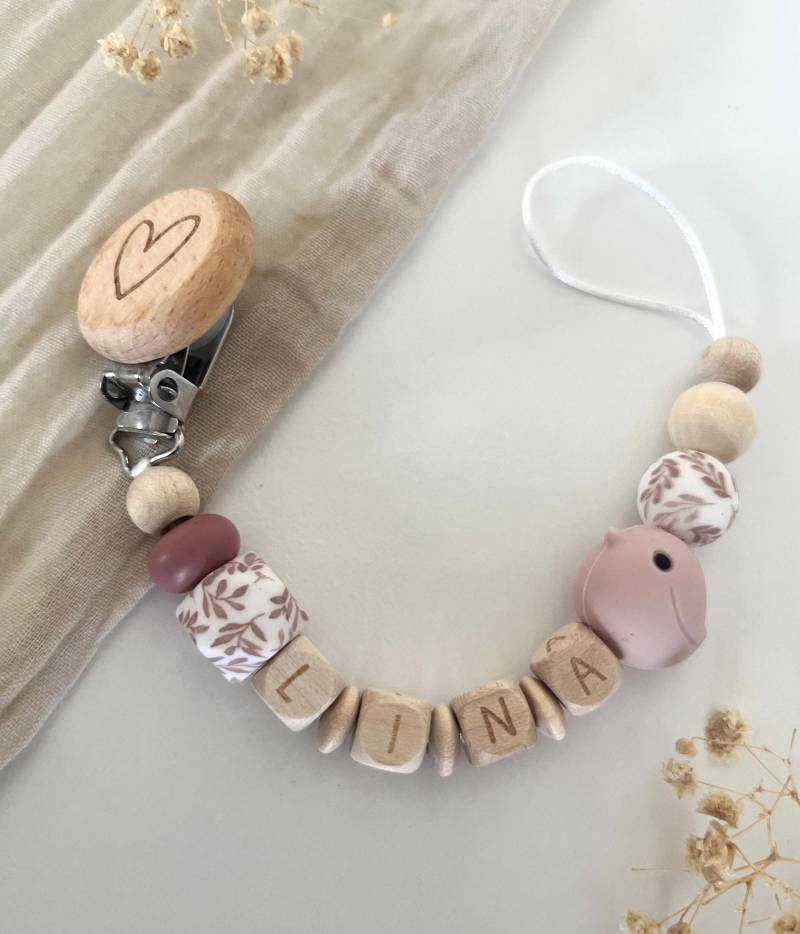 Personalisierte Schnullerkette | Mädchen Vogel Rosa von Etsy - littlewonder1996