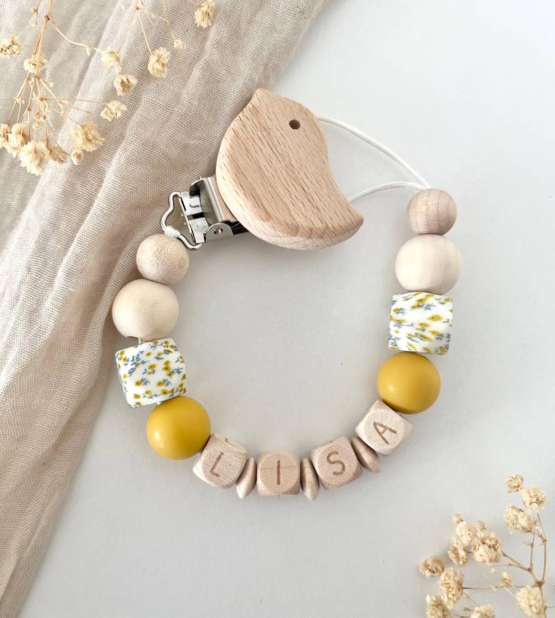 Schnullerkette | Musterperlen |Gelb Mädchen Frühling von Etsy - littlewonder1996
