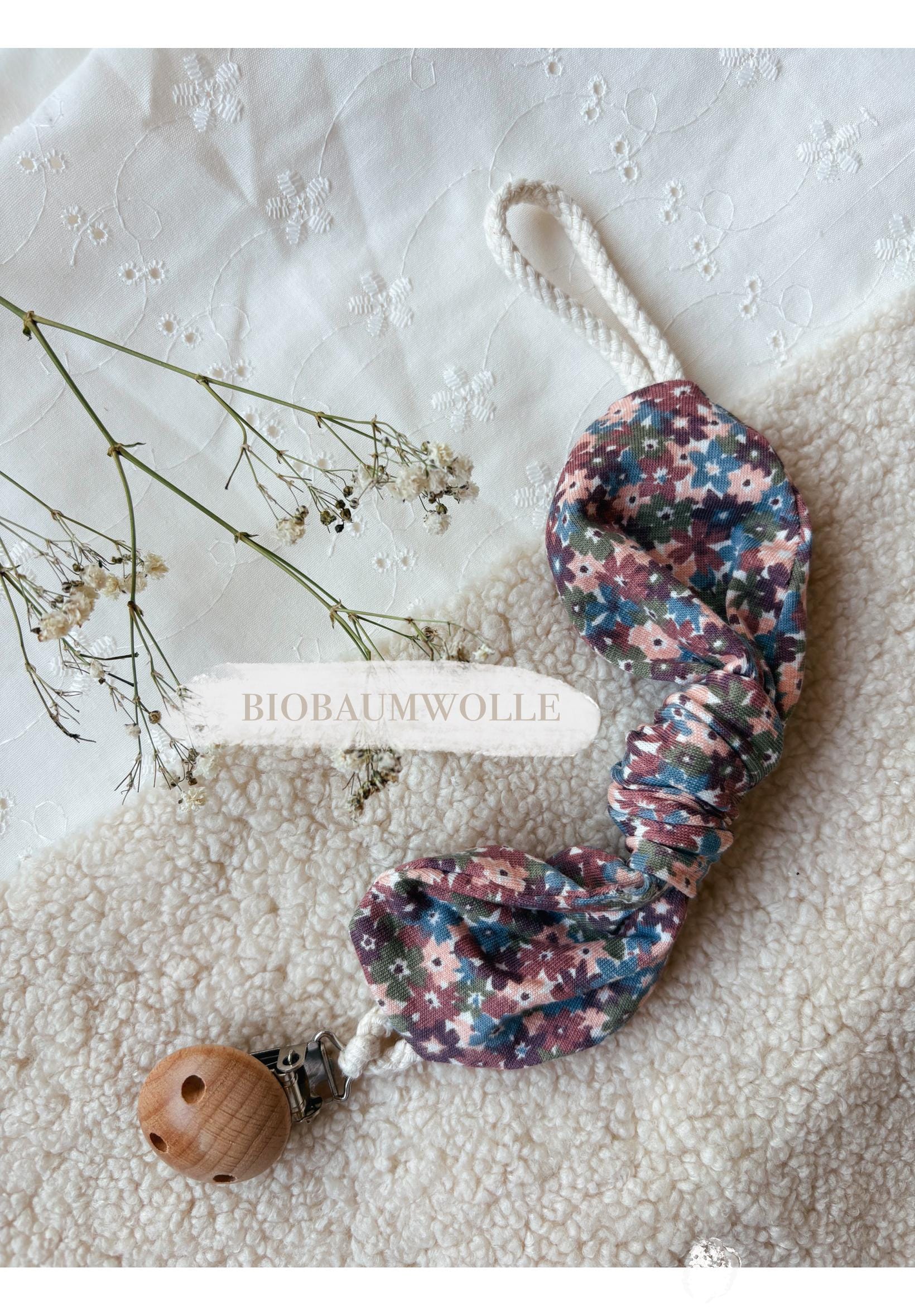 Schnullerkette Aus Bio Baumwolljersey | Süßes Schnullerband Minimalistisch Blumenmuster Perfektes Geschenk Zur Geburt von Etsy - livundleni