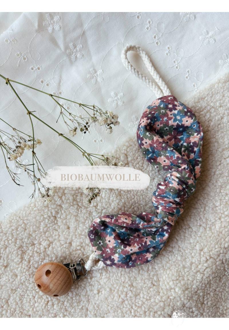Schnullerkette Aus Bio Baumwolljersey | Süßes Schnullerband Minimalistisch Blumenmuster Perfektes Geschenk Zur Geburt von Etsy - livundleni