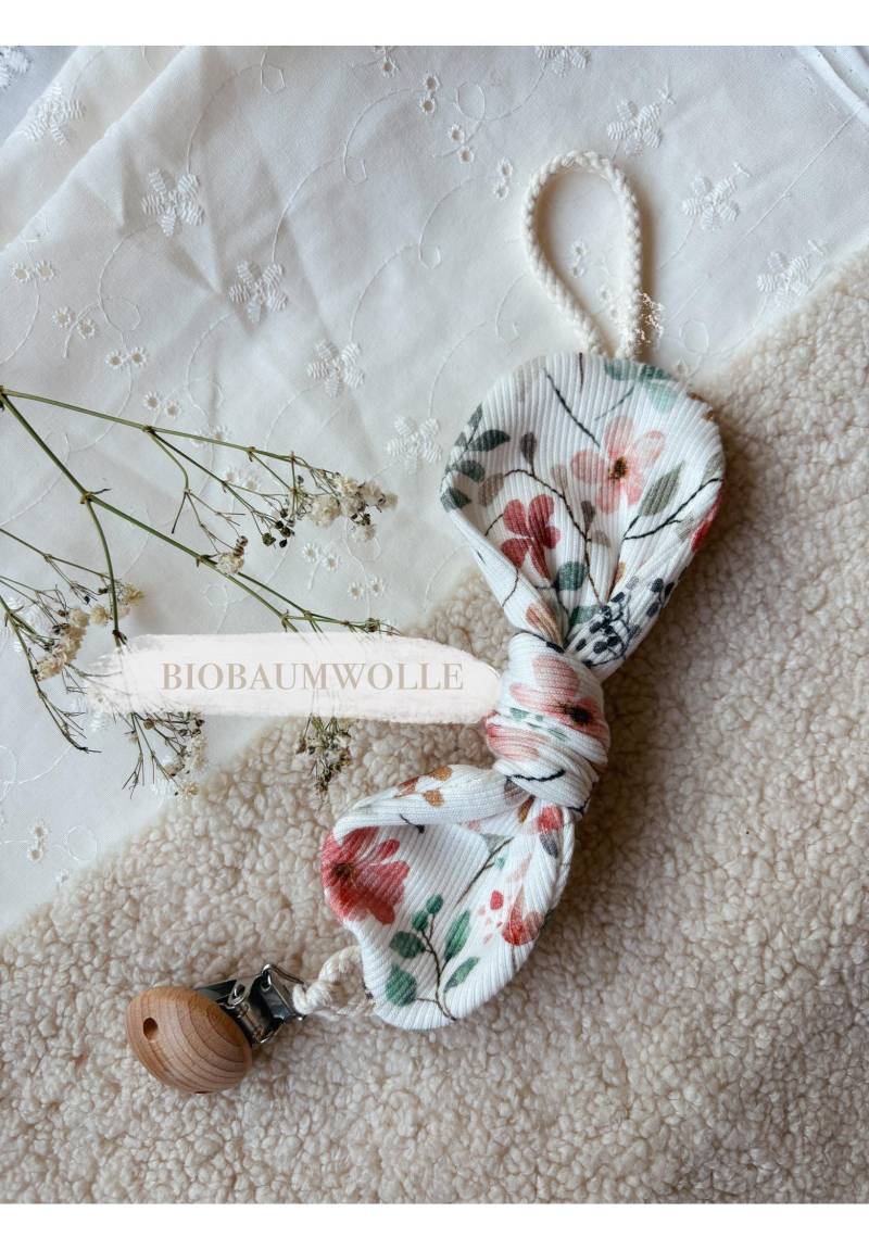 Schnullerkette Aus Bio Baumwolljersey | Süßes Schnullerband Minimalistisch Blumenmuster Perfektes Geschenk Zur Geburt von Etsy - livundleni