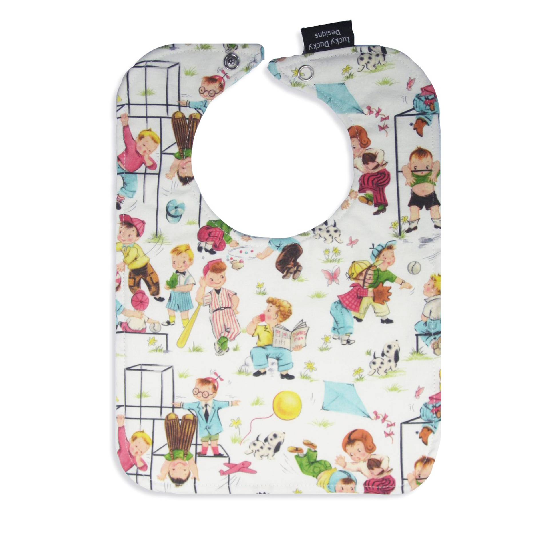 Babylätzchen, Retro Recess Reversible Lätzchen Mit Druckknopfverschluss, Gefüttertes Lätzchen, Für Jungen von Etsy - luckyduckydesigns