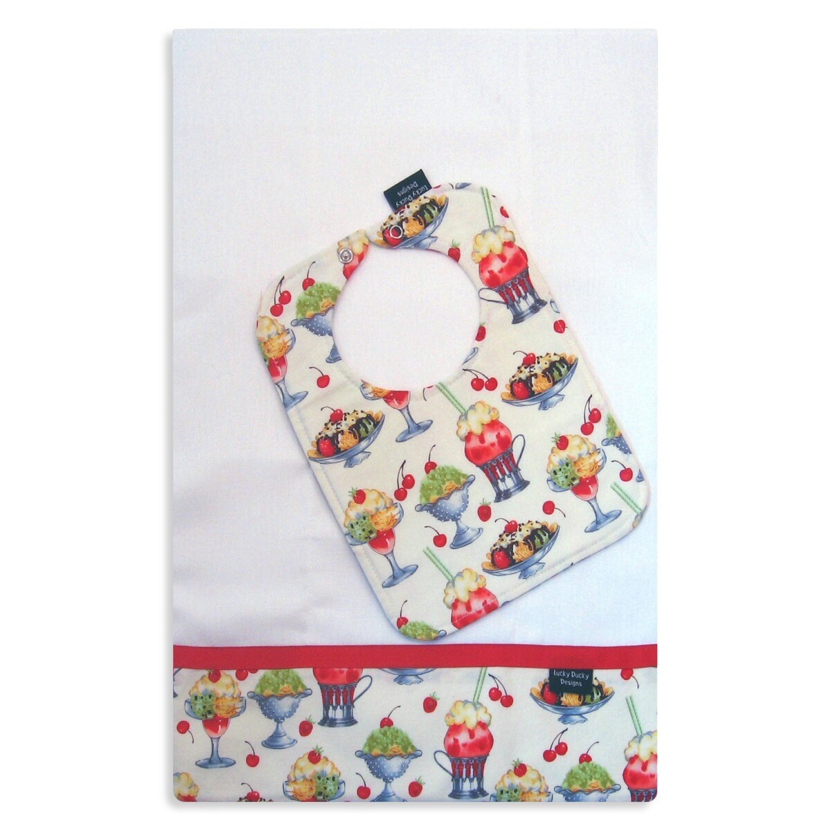 Ice Cream Social Lätzchen Und Spucktuch Set, Baby Geschenkset, Bieger Neutral, Unisex von Etsy - luckyduckydesigns