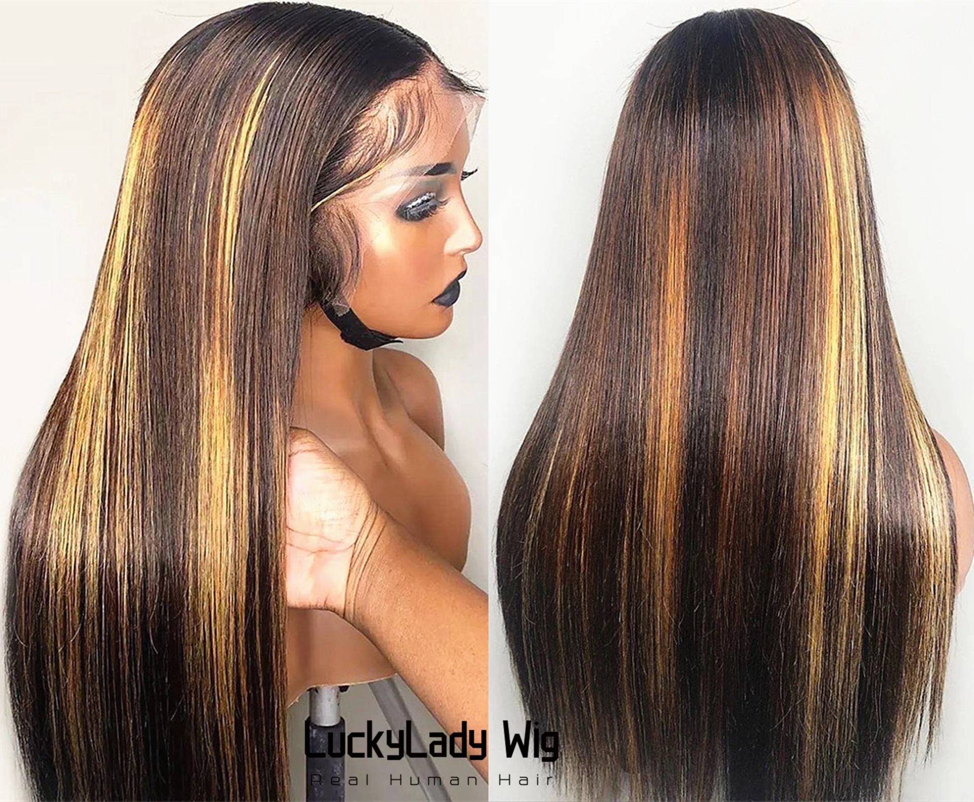 Highlight Frontale Spitze Glattes Haar Perücken Prelucked Echthaar Perücke Klebstoff Frauen Babyhaar Gebleichte Knoten 360 Für von Etsy - luckyladyhair