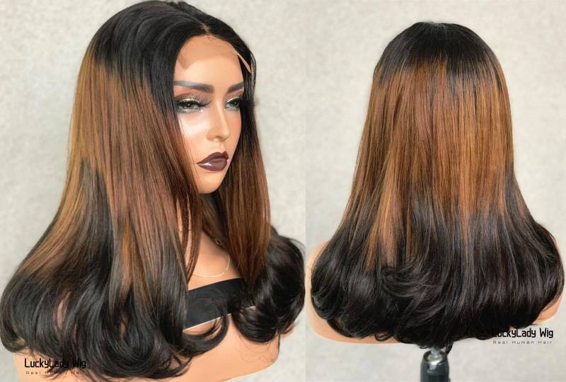 Ombre Braune Haar Perücken Frontal 13x4 Spitze Perücke Prelucked Echthaar Vordere 13x6 Für Frauen Leimlose Gebleicht Knoten von Etsy - luckyladyhair