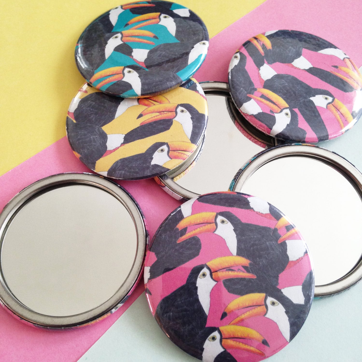 Taschenspiegel, Toucan Design in Grün, Gelb Oder Pink von Etsy - lydiameiying