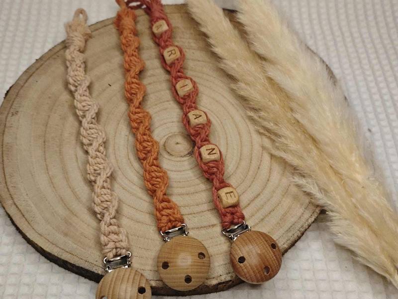 Makramee - Schnullerkette ~Ariane~ Personalisierbar, Mit Adapter Erhältlich, Spirale von Etsy - macralie