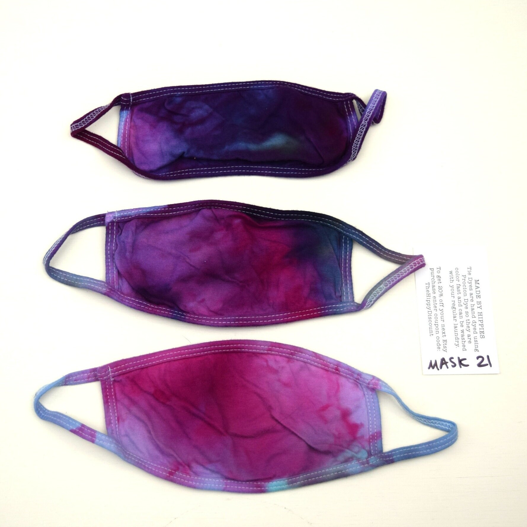 Maskenpackung #21 ~ 3Er Set Eisfarben Krawatte Maske Erwachsene Klein | 2 Lagen Baumwolle Jersey Stoff Earloops Dehnbar, Nicht Verstellbar Rosa Lila Maskenpackung #21 ~ 3Er Set Eisfarben Krawatte Maske Erwachsene Klein | 2 Lagen Baumwolle Jersey Stoff Earloops Dehnbar, Nicht Verstellbar Rosa Lila von Etsy - madebyhippies