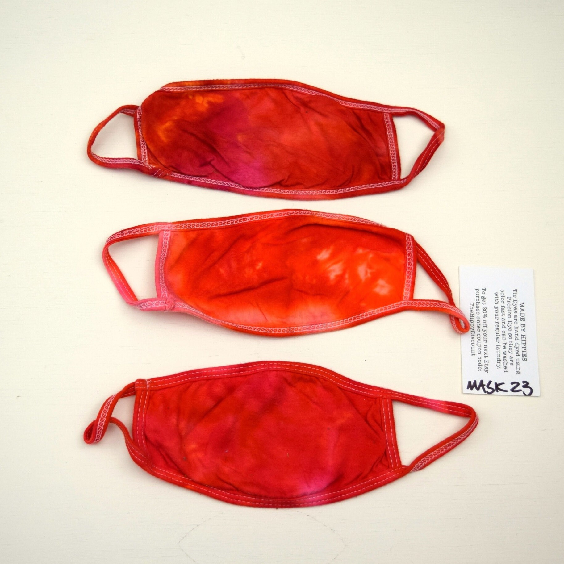 Maskenpackung #23 ~ 3Er Set Eisfarben Krawatte Maske Erwachsene Klein | 2 Lagen Baumwolle Jersey Stoff Earloops Dehnbar, Nicht Verstellbar Orange Maskenpackung #23 ~ 3Er Set Eisfarben Krawatte Maske Erwachsene Klein | 2 Lagen Baumwolle Jersey Stoff Earloops Dehnbar, Nicht Verstellbar Orange von Etsy - madebyhippies