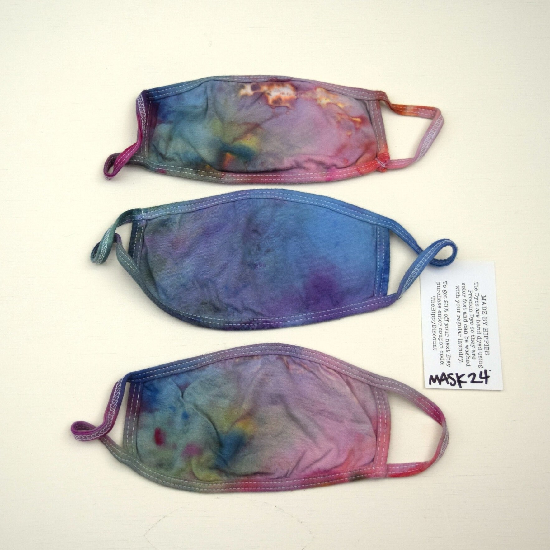 Maskenpackung #24 ~ 3Er Set Eisfarben Krawatte Maske Erwachsene Klein | 2 Lagen Baumwolle Jersey Stoff Earloops Dehnbar, Nicht Verstellbar Maskenpackung #24 ~ 3Er Set Eisfarben Krawatte Maske Erwachsene Klein | 2 Lagen Baumwolle Jersey Stoff Earloops Dehnbar, Nicht Verstellbar von Etsy - madebyhippies