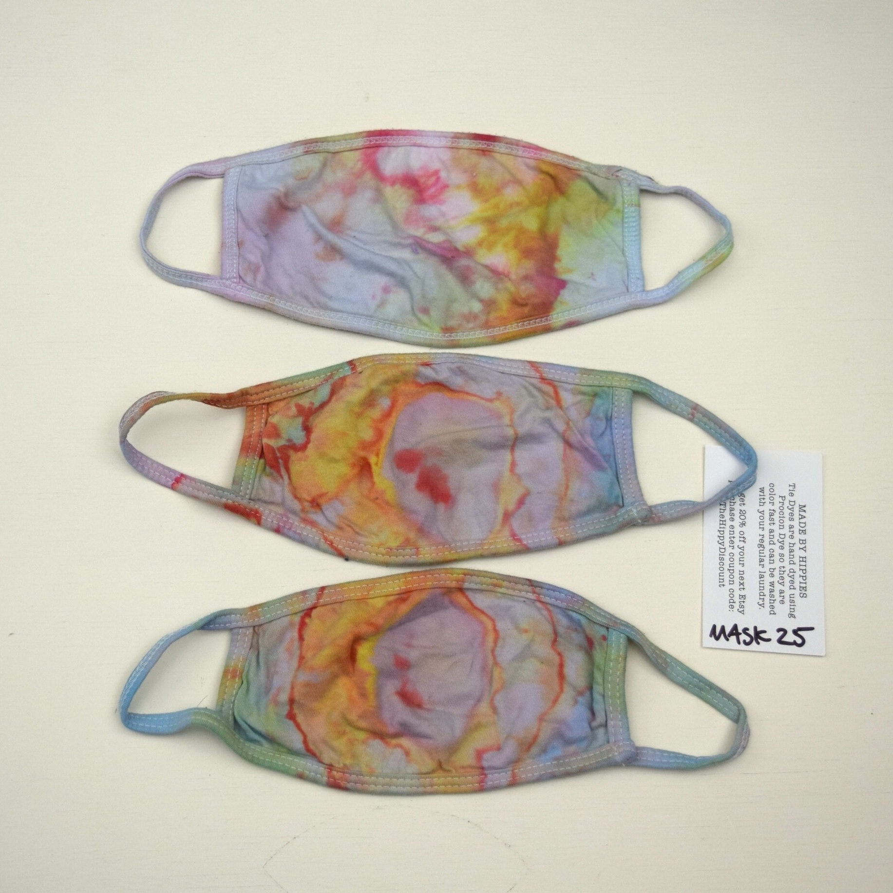 Maskenpackung #25 ~ 3Er Set Eisfarben Krawatte Maske Erwachsene Klein | 2 Lagen Baumwolle Jersey Stoff Earloops Stretchy Non-Adjustable Pastell Maskenpackung #25 ~ 3Er Set Eisfarben Krawatte Maske Erwachsene Klein | 2 Lagen Baumwolle Jersey Stoff Earloops Stretchy Non-Adjustable Pastell von Etsy - madebyhippies