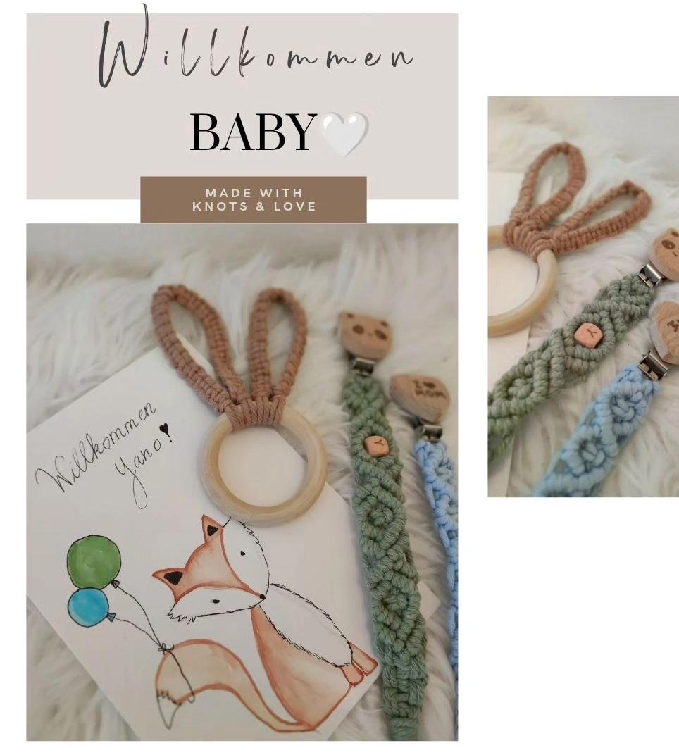 Makramee Schnullerkette/Greifring Makramee Schnullerkette/Greifring von Etsy - madewithknotsandlove