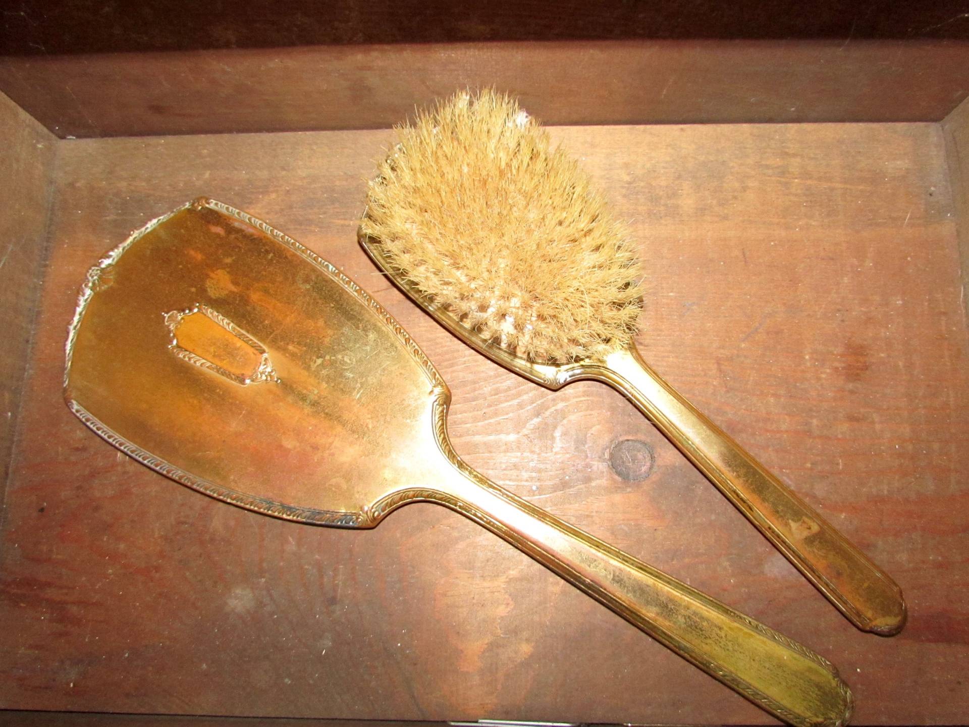 Art Deco Bronze Waschtisch Handspiegel Und Bürste Set von Etsy - magpiesvintageflea