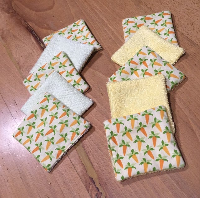 Waschbare Tücher, Babytücher, Baumwolle, Make-Up-Entferner, Stoff, Karottenschwamm, Bambus, Gelb Oder Grün von Etsy - mamsofyecolo