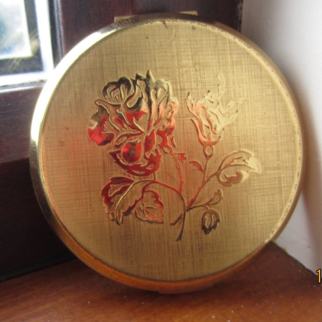 stratton Gold Rose Blumen Design Vintage 1980Er Kompakt Made in England von Etsy - marcher88
