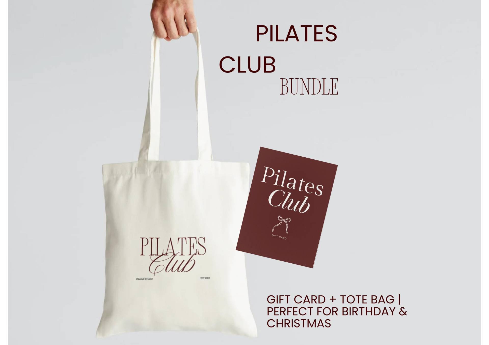 Pilates Club Geschenkset - Geschenkkarte + Einkaufstasche Kirschrot | Perfektes Geburtstags- Und Weihnachts-Wellness-Geschenk Lover Bundle von Etsy - marethestudio