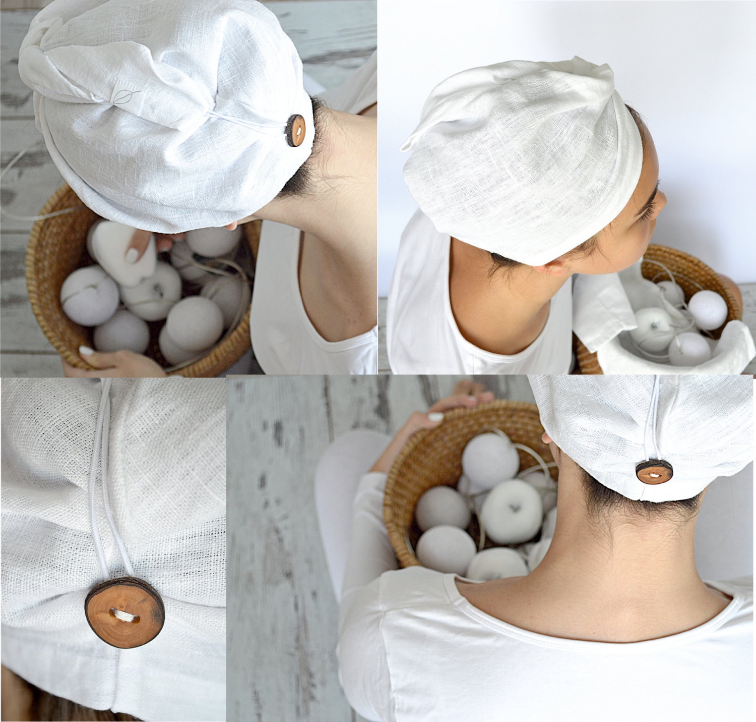 Leinen Turban - Haartuch Weißer Damen Badeturban Zero Waste von Etsy - marupeLINENhouse