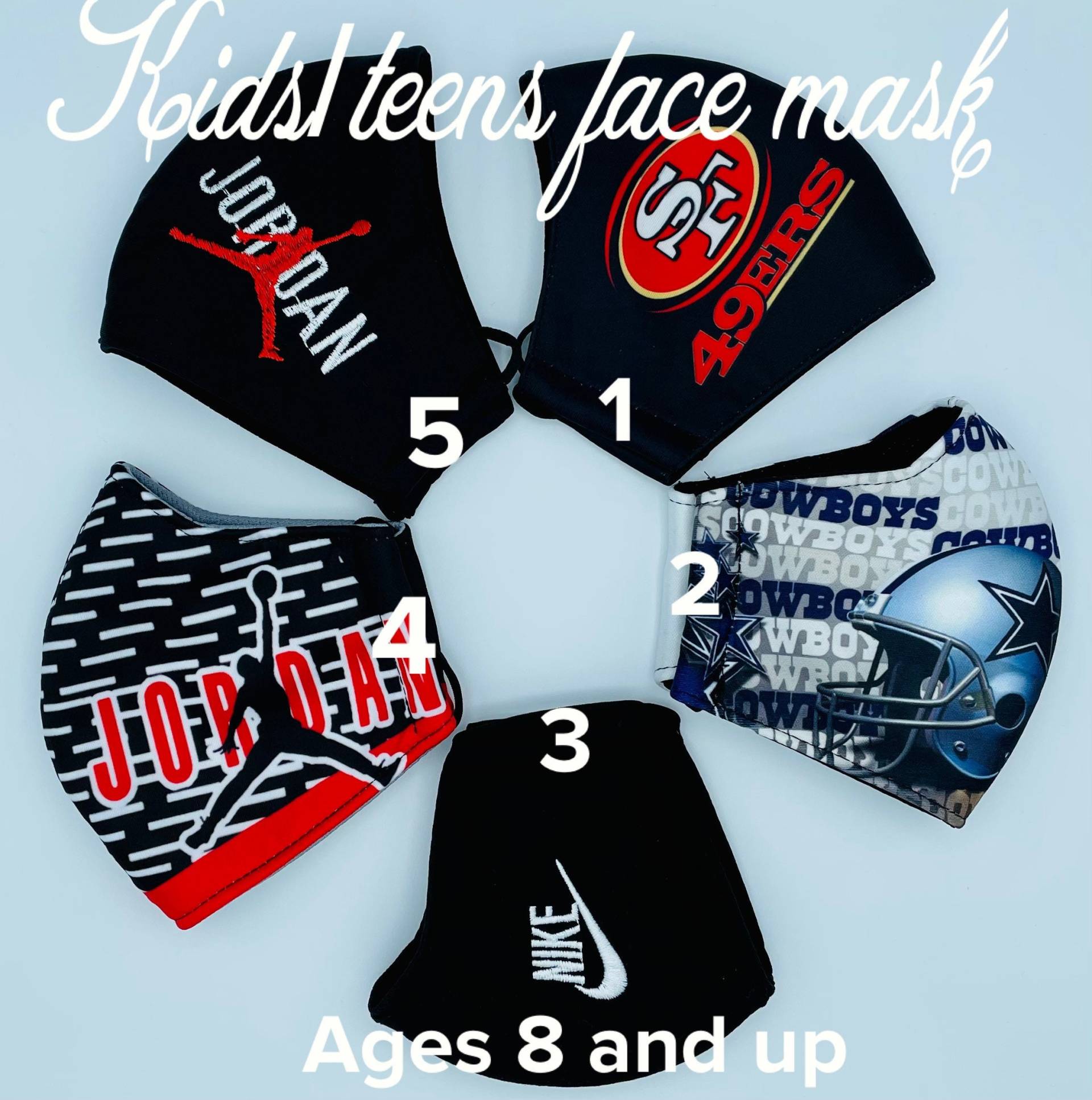 Swoosh Kinder Und Jugendliche Verschiedene Sport Gesichtsmaske, Jump Man Jordan Nfl Cowboys 49Ers Gesichtsmaske Swoosh Kinder Und Jugendliche Verschiedene Sport Gesichtsmaske, Jump Man Jordan Nfl Cowboys 49Ers Gesichtsmaske von Etsy - maskzitupshop