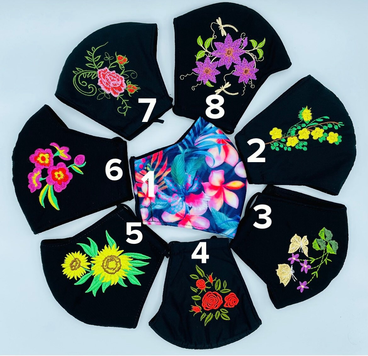 stickerei Bunte Blumen Erwachsener Hochwertige Gesichtsmaske, Sport, Mode Wiederverwendbare Und Waschbare Gesichtsmaske stickerei Bunte Blumen Erwachsener Hochwertige Gesichtsmaske, Sport, Mode Wiederverwendbare Und Waschbare Gesichtsmaske von Etsy - maskzitupshop