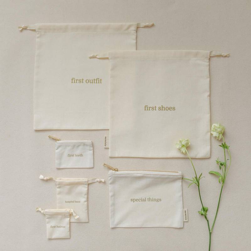 Baby Erinnerungstasche Set | 5Er Leinen Baumwolle von Etsy - meminio