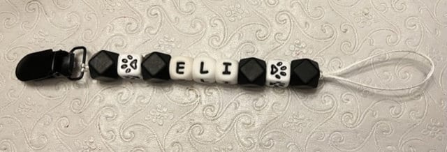 Personalisierte Schnullerkette - Pfotenabdruck von Etsy - miascraftymom