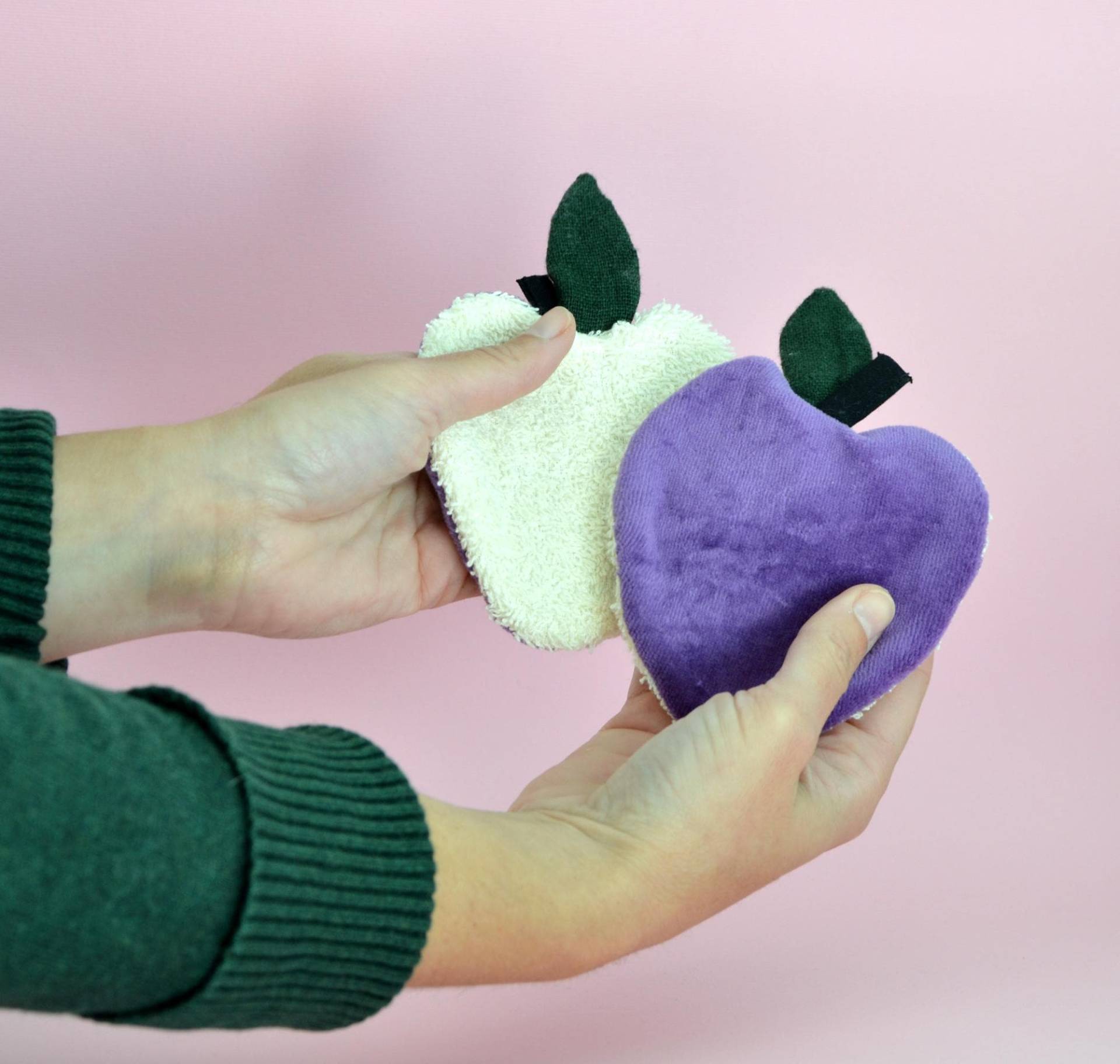 Set Mit 2 Waschbaren Make-Up-Entfernungstüchern Aus Lila Samt, Schwamm Und Leinen - Babywaschlappen Umweltfreundlich Lila Pflaume von Etsy - milicancrelat