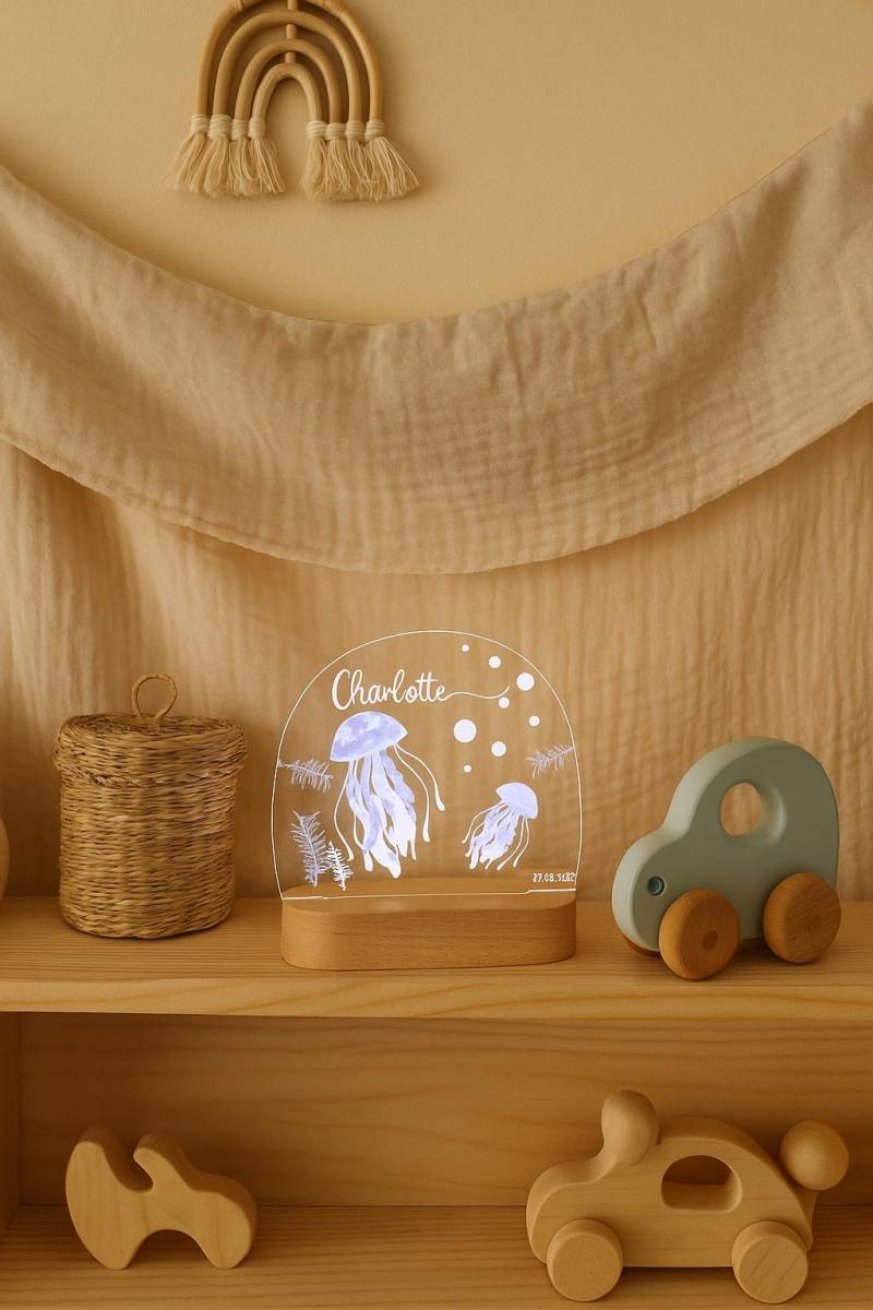 Custom Baby Night Light With Name - Jellyfish | Personalized Nursery Lamp Cute Shower Gift Led Acrylic von Etsy - minimangoo