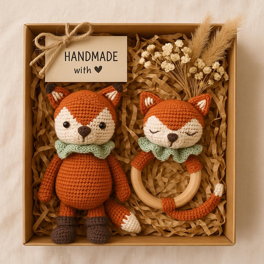Handmade Amigurumi Fox Set - Boho Nursery Decor von Etsy - minimangoo