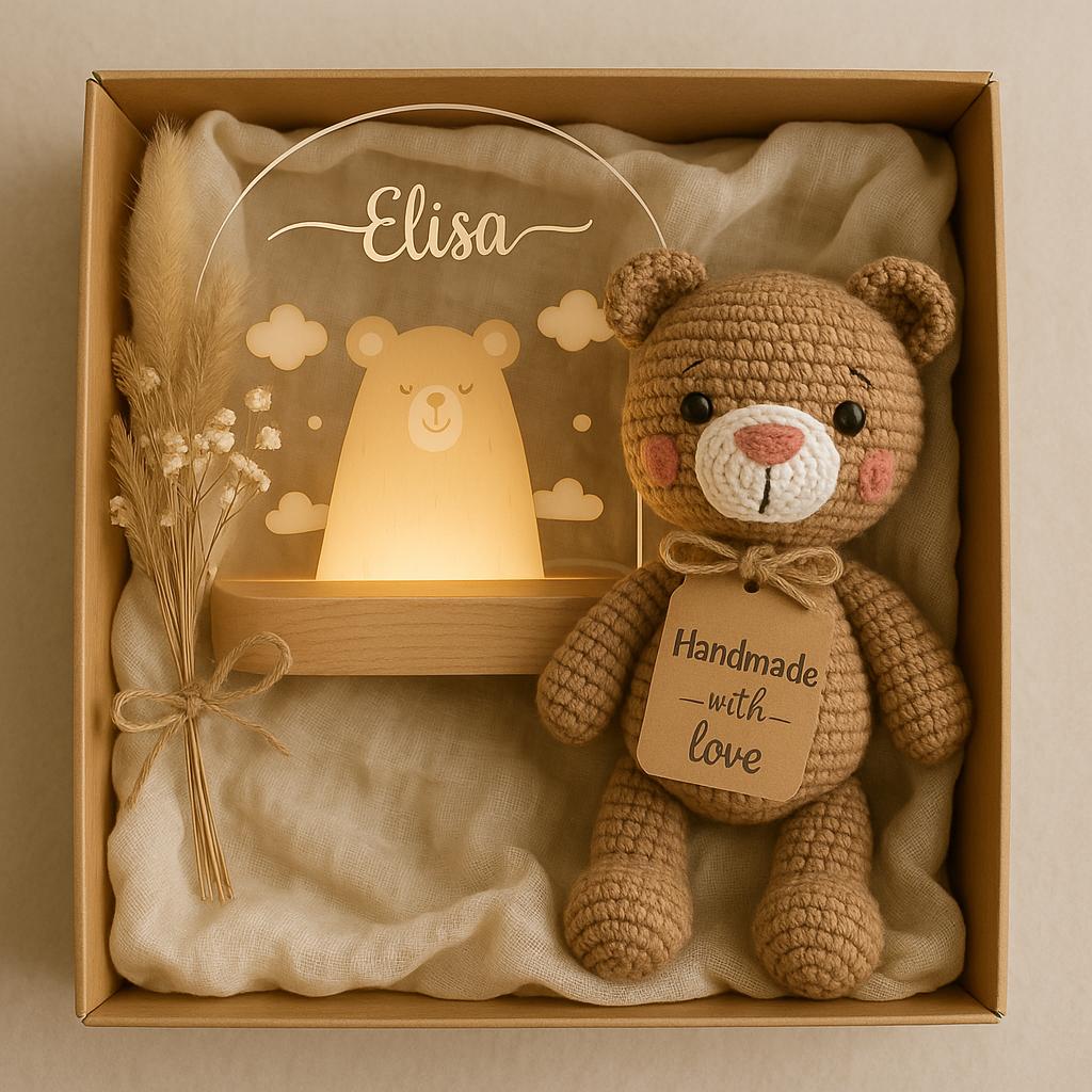 Personalized Bear Night Light & Plush Toy Gift Set - Boho Baby Present Personalized Bear Night Light & Plush Toy Gift Set - Boho Baby Present von Etsy - minimangoo