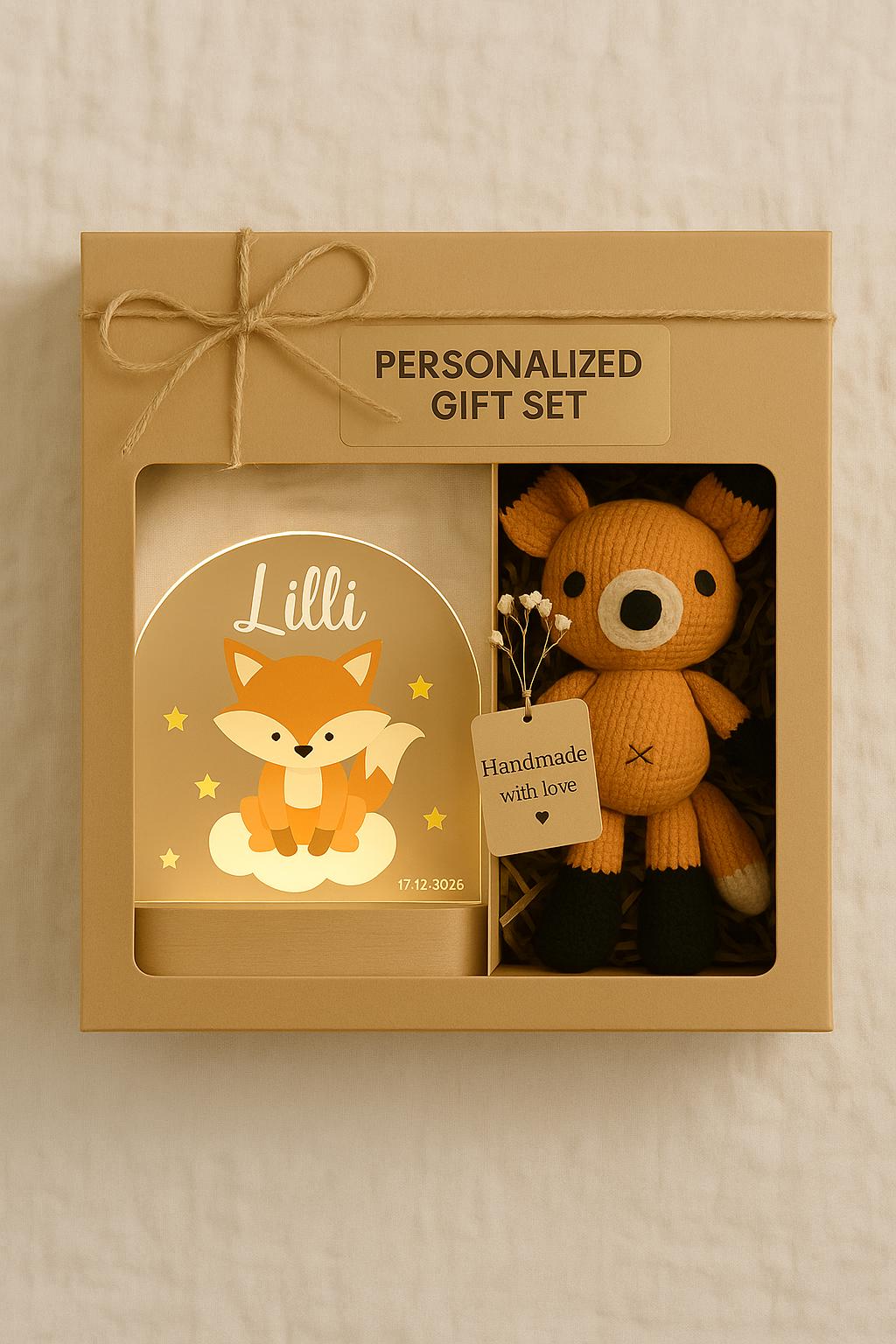 Personalized Fox Night Light & Plush Toy Gift Set - Boho Baby Present von Etsy - minimangoo