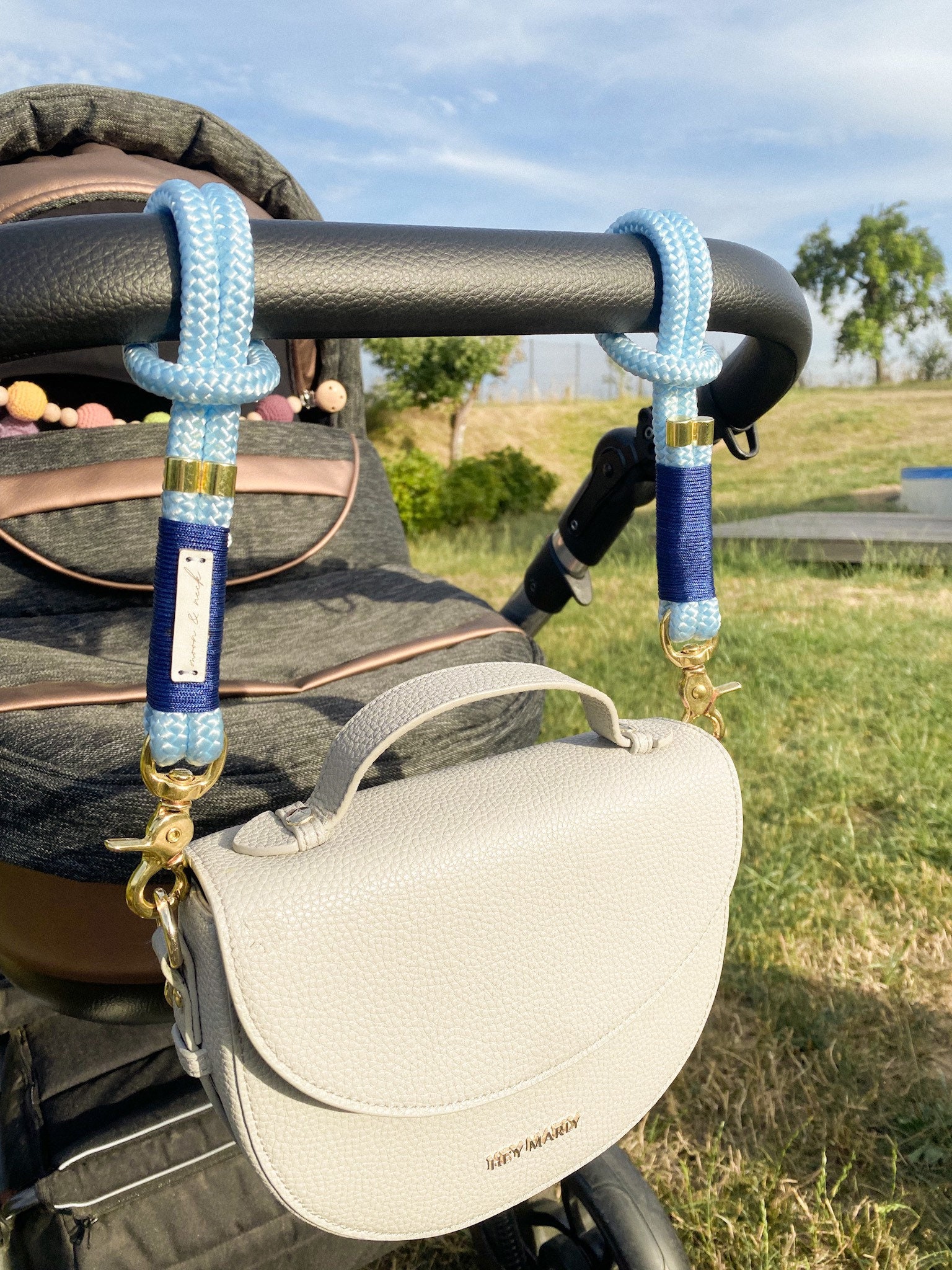 Blaue Taschenhalter Kinderwagen Geschenk Geburt Babyparty von Etsy - moonandneck