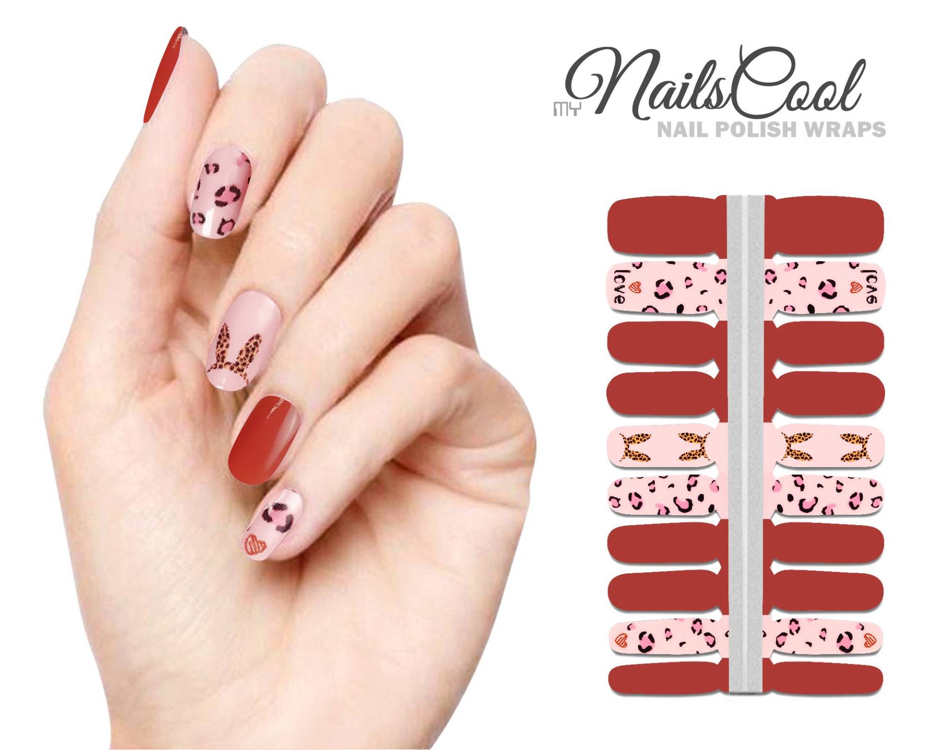 Braun & Pink Farbe Leopard Echte Nagellack Streifen Nailart Wraps Street Art 20 von Etsy - myNailsCool