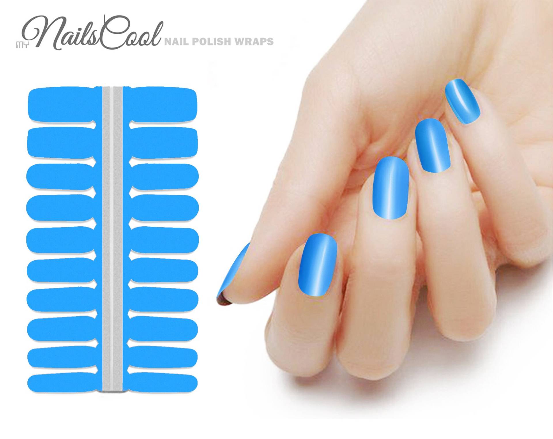 Bright Sky Blue Farbe Glanz Solid Blau Echte Nagellack Streifen Nailart Wraps Street Art 18 Strips von Etsy - myNailsCool