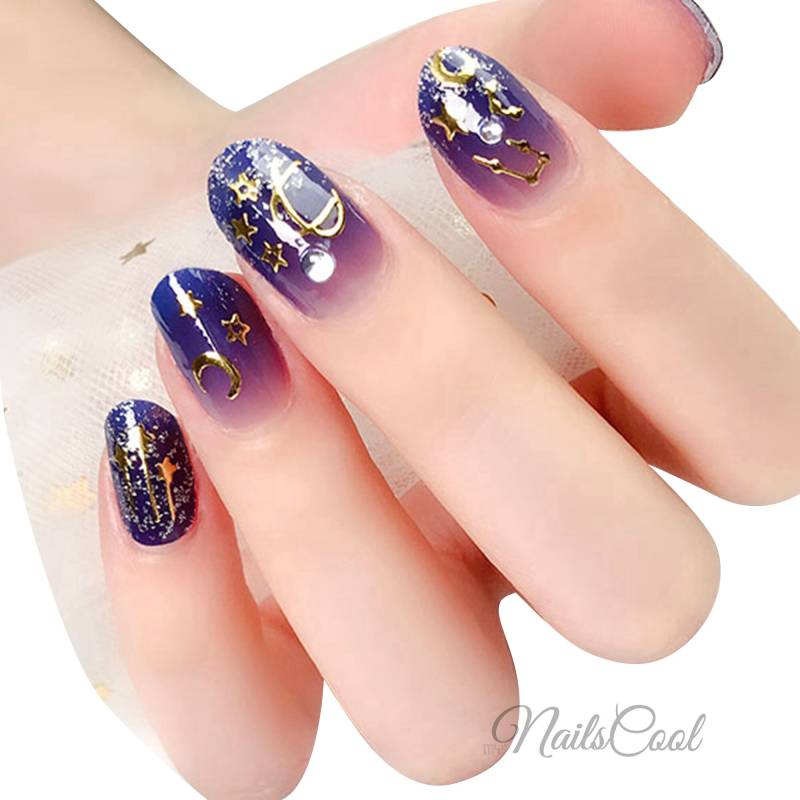 Dunkelblau Farbe Silber Glitzer Verlauf Sternbild 3D Dekoration Echter Nagellack Streifen Nailart Wraps Street Art 20 Strips von Etsy - myNailsCool