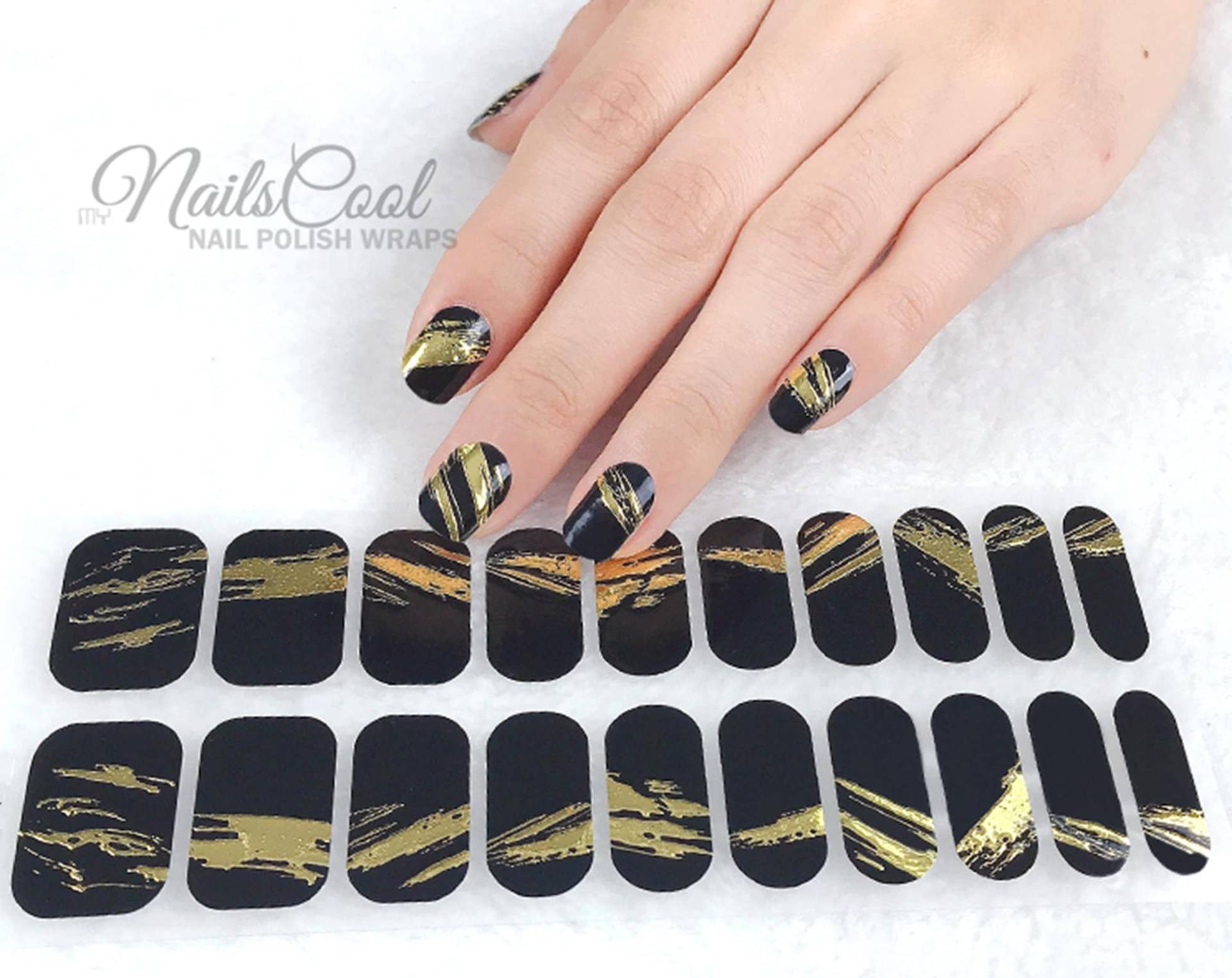 Feste Schwarze Farbe 3D Blattgold Echte Nagellack Streifen Nailart Wraps Street Art 20 Strips von Etsy - myNailsCool