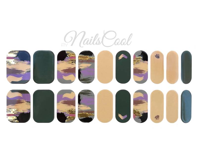Forset Grüne Farbe Echter Nagellack Streifen Nail Art Wraps Street Design Camouflage 3D Blattgold 20 von Etsy - myNailsCool