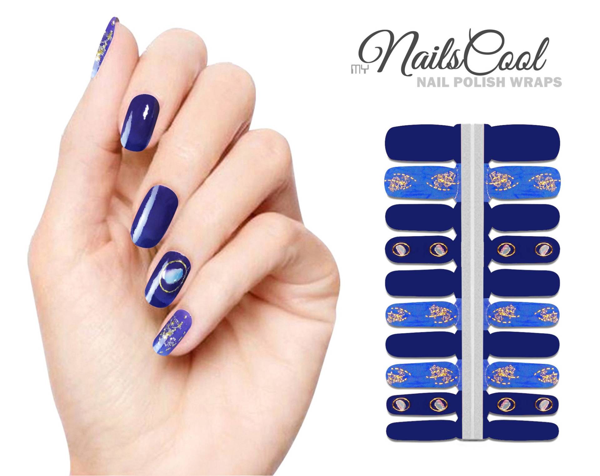 Navy Blau Farbe Glitzer 3D Dekoration Echte Nagellack Streifen Nailart Wraps Street Art 20 Strips von Etsy - myNailsCool