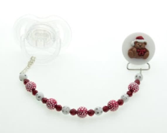 Rot-Weiß-Santa-Bär Wulstige Schnullerclip | Chsb von Etsy - mycrystaldream