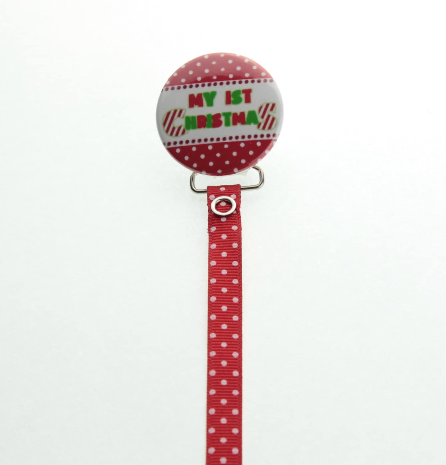 Rot & Weiss Polka Dot "Meine Erste Christmas' Schnuller Clip | Rh1C von Etsy - mycrystaldream