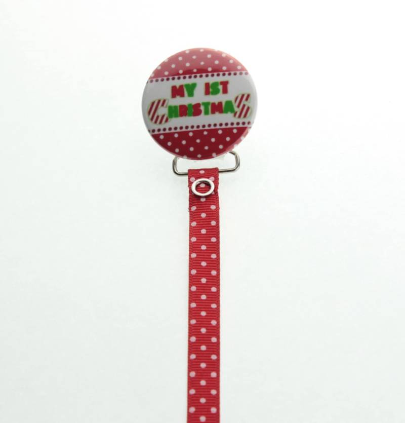 Rot & Weiss Polka Dot "Meine Erste Christmas' Schnuller Clip | Rh1C von Etsy - mycrystaldream