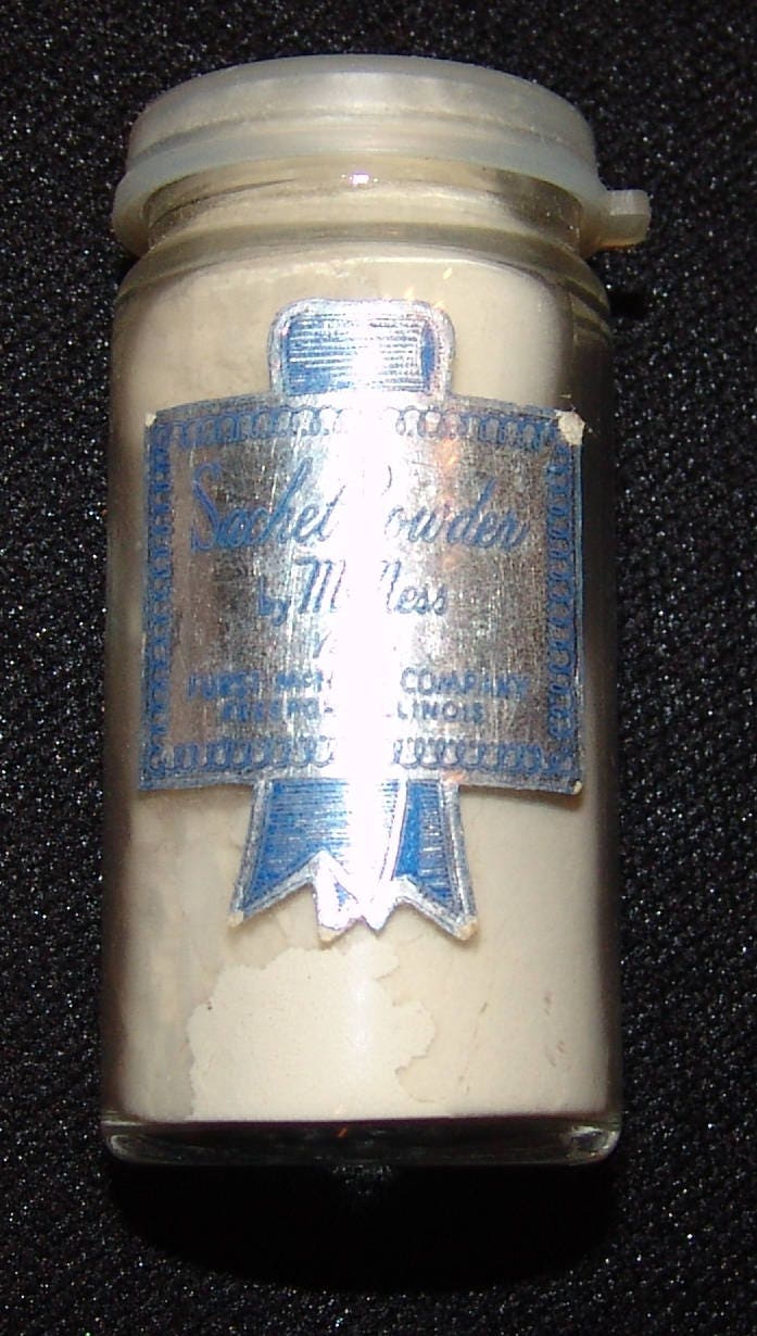 Mcness Vtg Beutel Pulver Vintage Glasbehälter W/1/2 Oz Folienetikett von Etsy - myrustygold