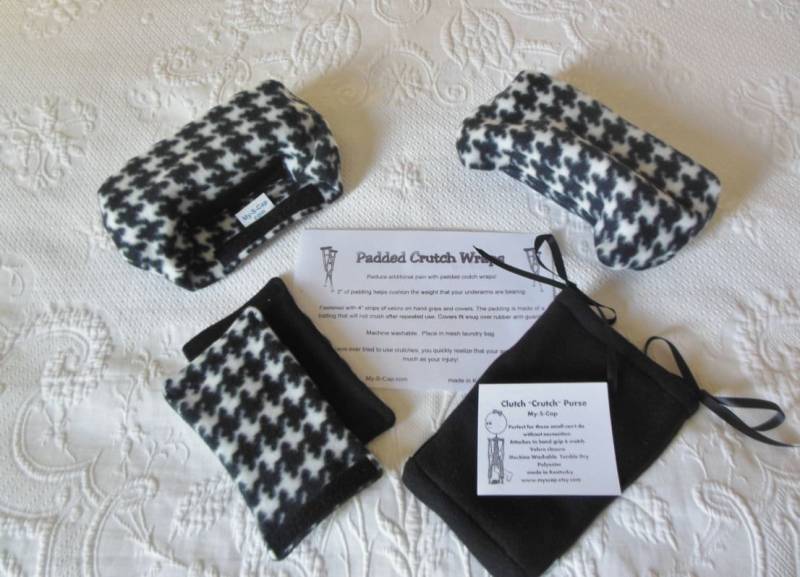 Gepolsterte Krücken Wraps Set, Hounds Tooth Schwarz & Weiß Krückenpads von Etsy - myscap