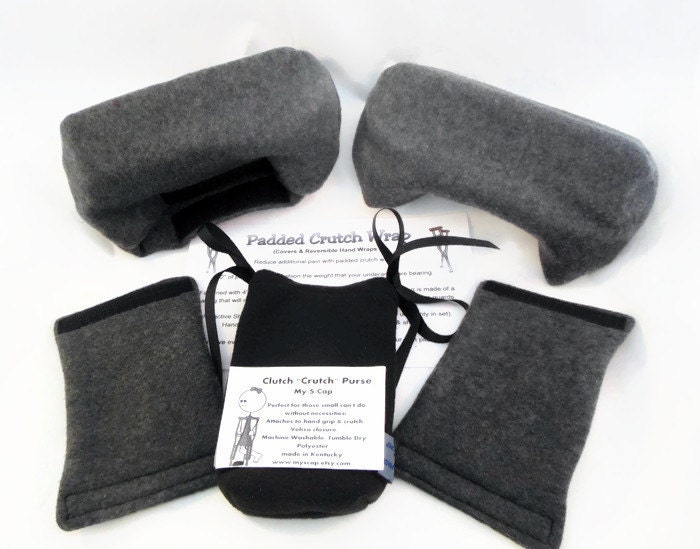 Grau Anti-Piled Tiefes Plüsch-Fleece-Krücken-Pads von Etsy - myscap