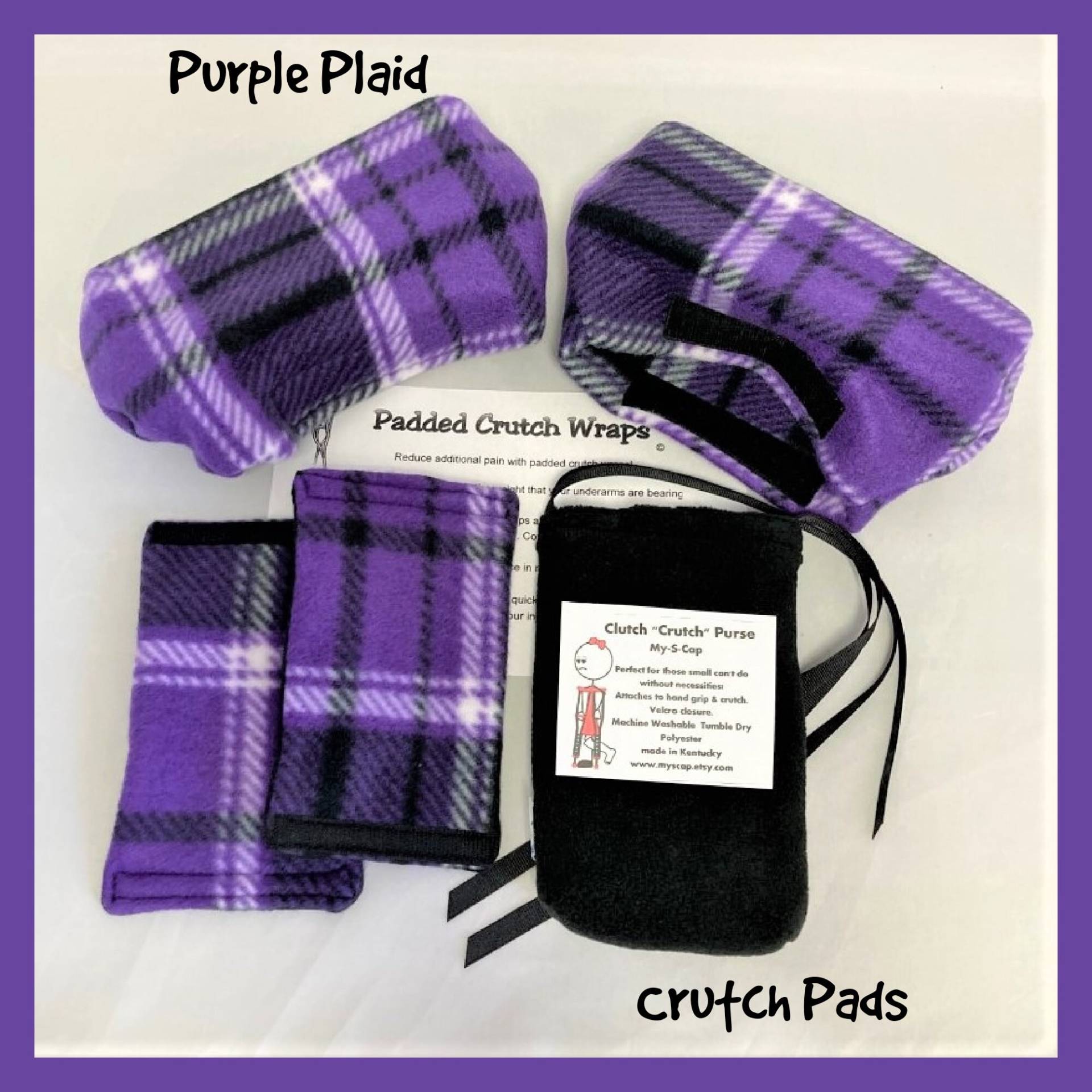 Krückenpads Royal Purple Plaid Fleece 2 "Brace Back Waschbare Polsterung, Die Wirklich Schmerzen in Den Achselhöhlen Stoppt Krückentasche & Toe von Etsy - myscap