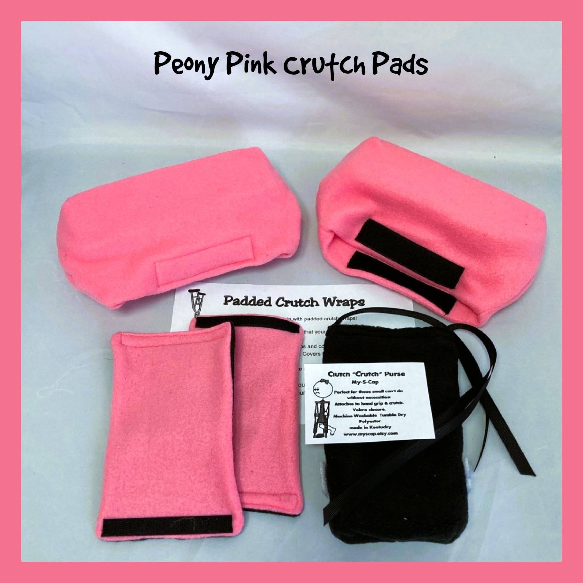 Krückenpolster Pfingstrosen-Rosa-Fleece, Krückenpolsterung, Krücken-Handy-Einkaufstasche, Socken-Zehenwärmer-Bootie von Etsy - myscap