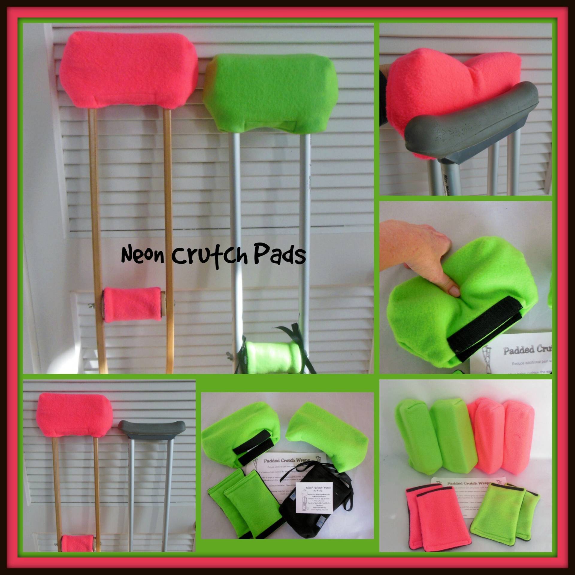 Neon Grün Pink Orange Fleece Krückenpads Handgriff, Handytasche, Toe Bootie Cast Sock. Kinder-stug-Wraps von Etsy - myscap